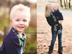 3 year old boy portrait and mom kissing her toddler son