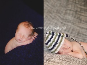 newborn boy posed sleeping with hat