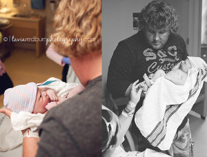 new dad holding his son, birth photography