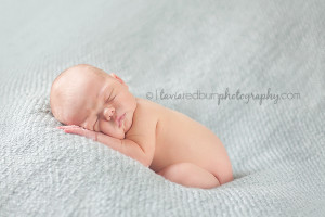 newborn baby boy posed on blue blanket