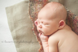 newborn baby boy on layered blankets, posed and sleeping