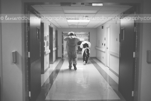 dad walking back to OR for mom's c-section