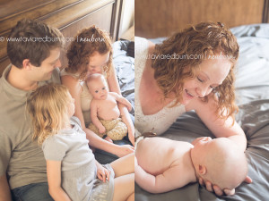 mom and family with new baby pose